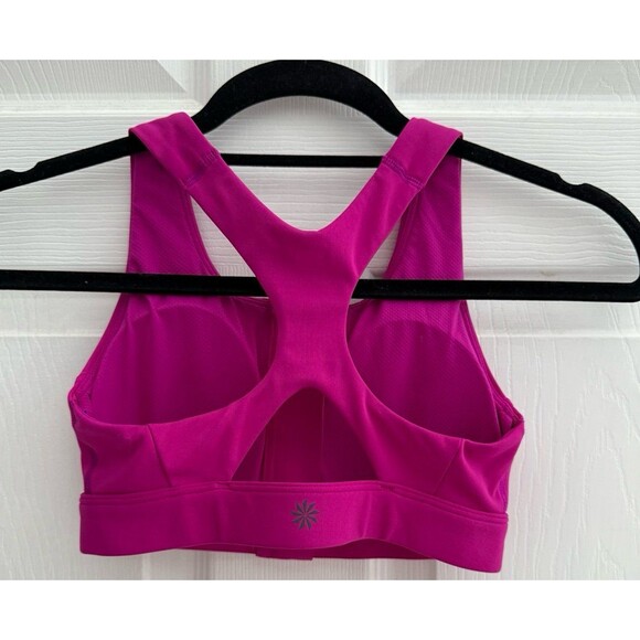 Athleta A-C Ultimate Zip up Front sports bra hot pink size XS - Picture 5 of 10
